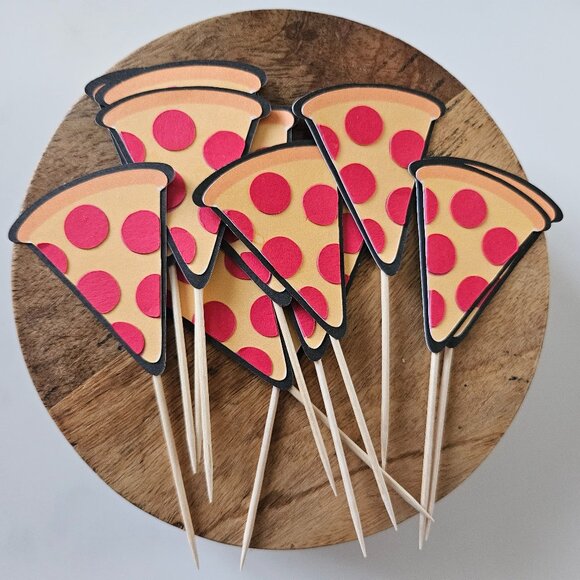 Pizza Cupcake Toppers Set of 12 - Picture 1 of 1